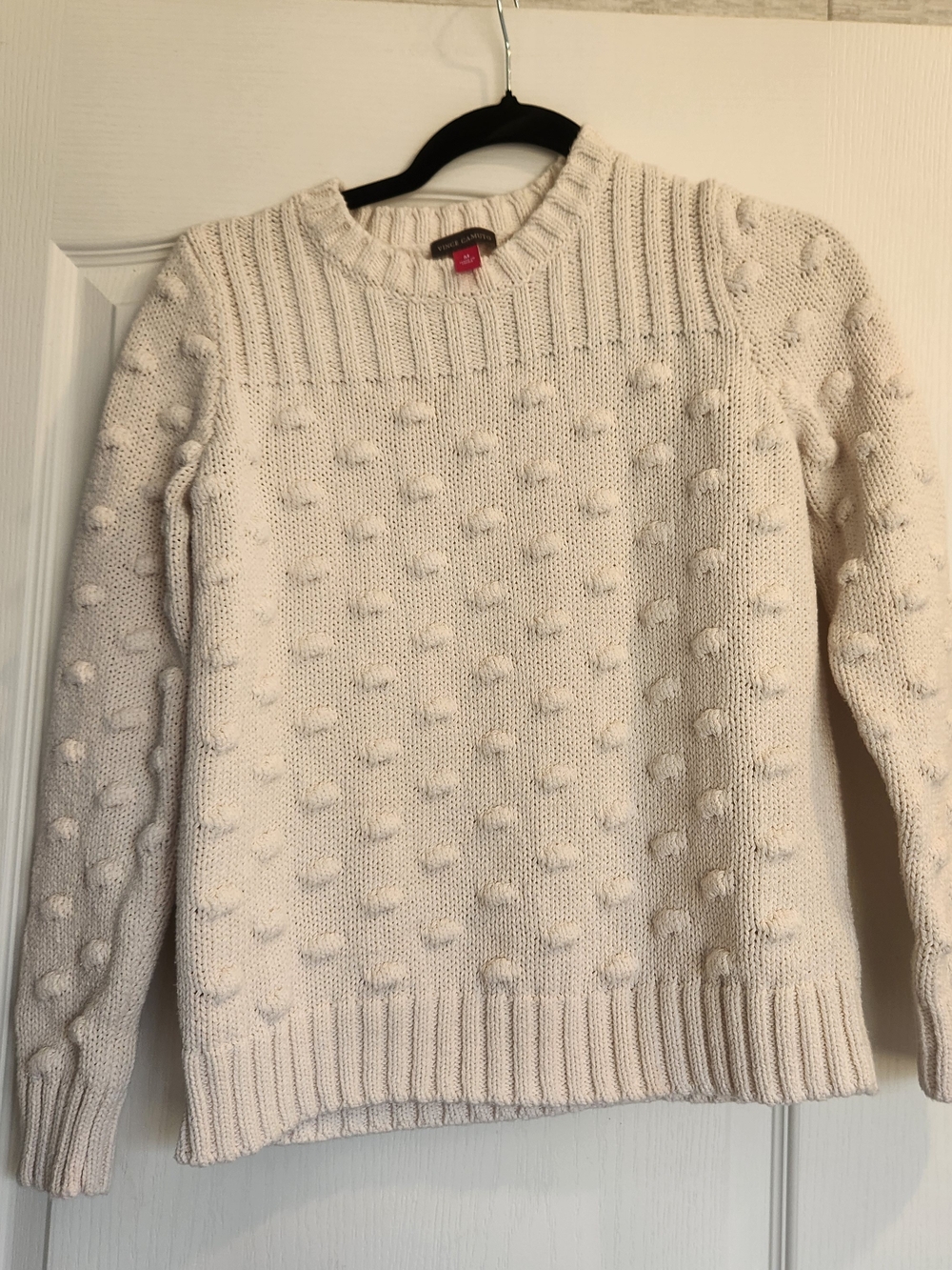 Vince Camuto Cream Bobble Crewneck Sweater M Euc